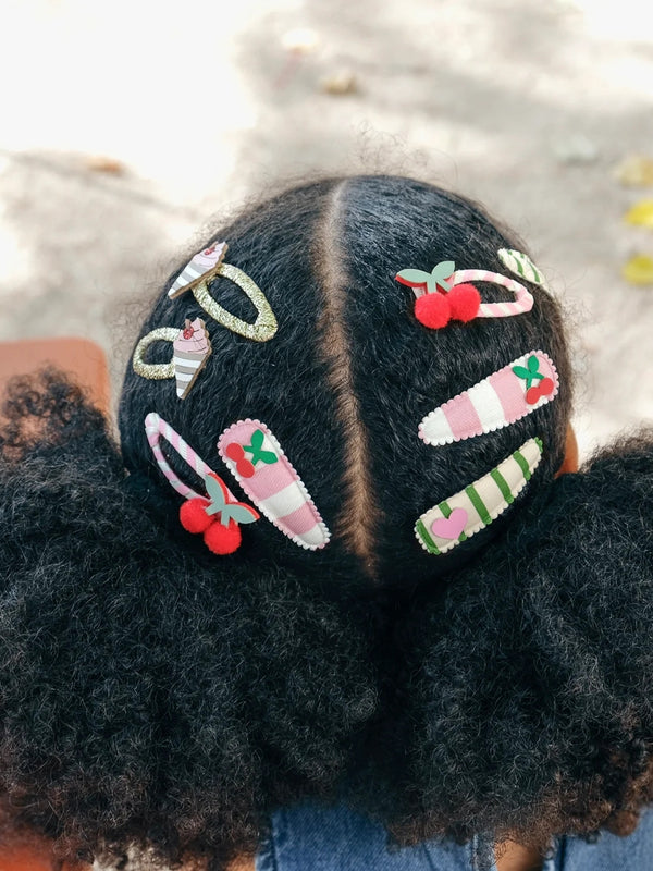 Cherry Kiss Stripy Clips