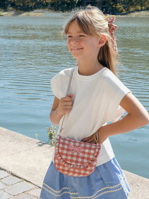 Gingham Ruffle Bow Purse