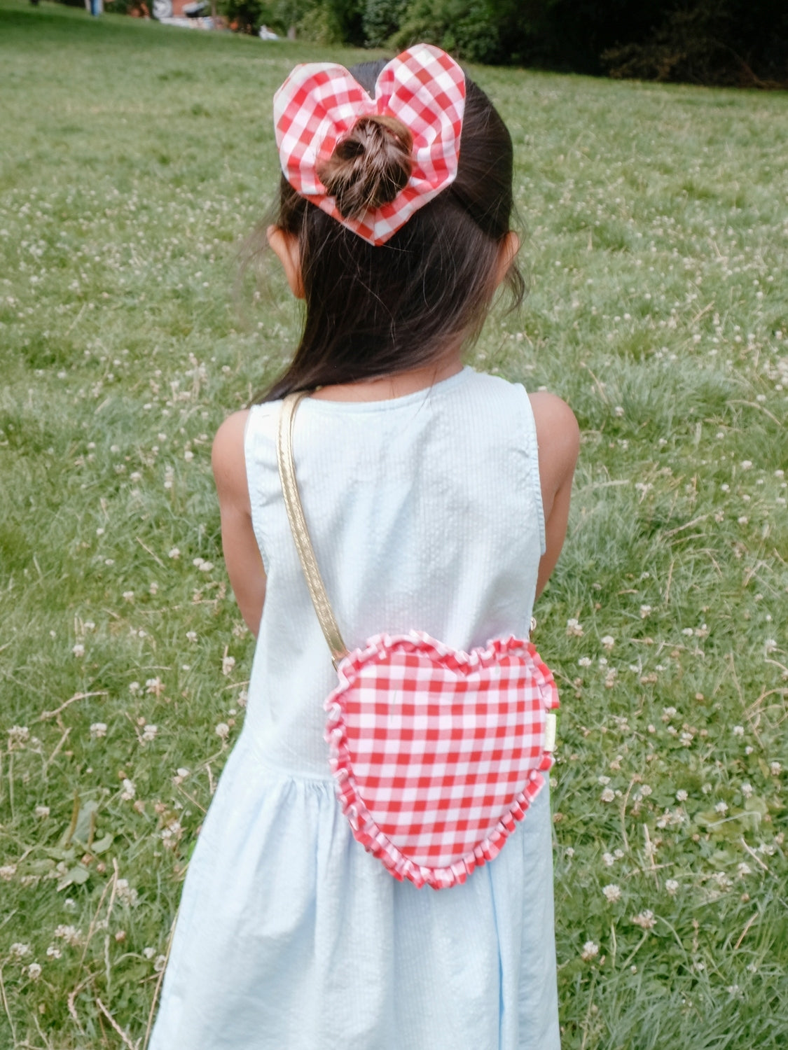 Gingham Heart Scrunchie & Bag Set Bags Rockahula Kids
