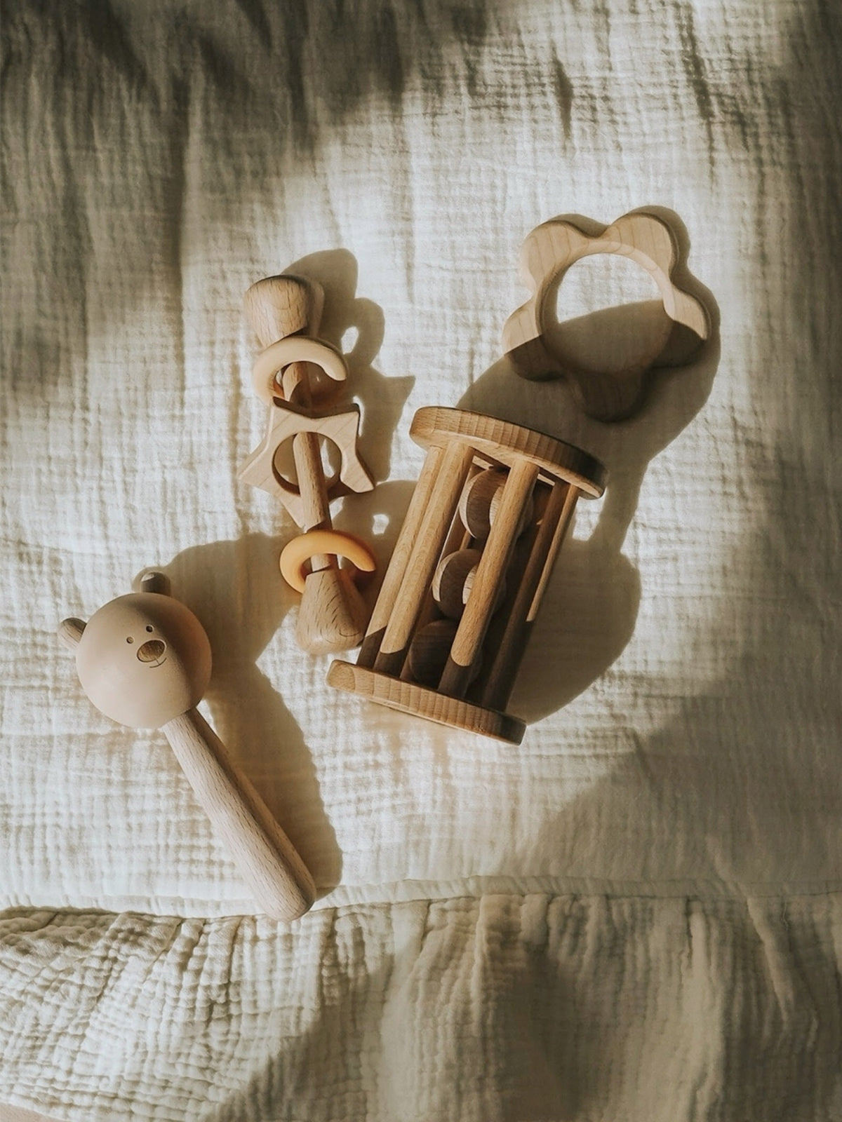 Wooden Bear Rattle Baby Toys SABO Concept