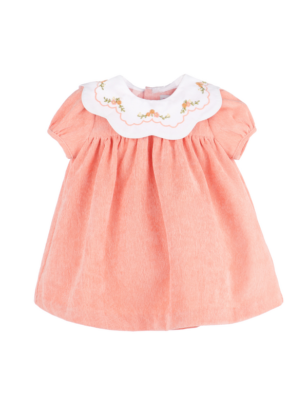 Corduroy Scallop Collar Dress Dresses Sophie & Lucas Orange 12M