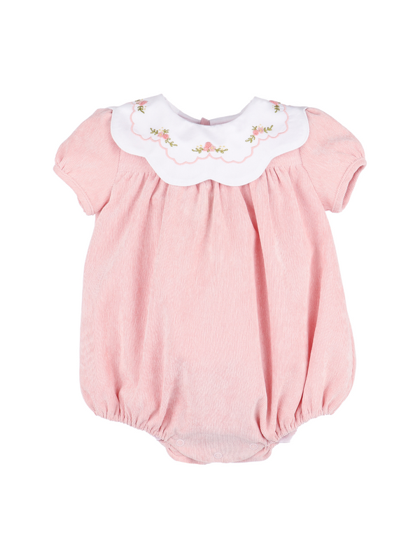 Corduroy Scallop Collar Romper Rompers Sophie & Lucas Rosy Pink 6M
