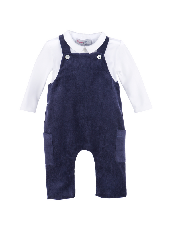 Navy Corduroy Overall Set Rompers Sophie & Lucas Navy 6M