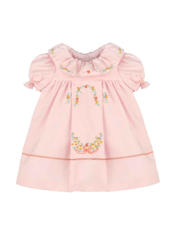 Pumpkin Embroidered Ruffle Dress
