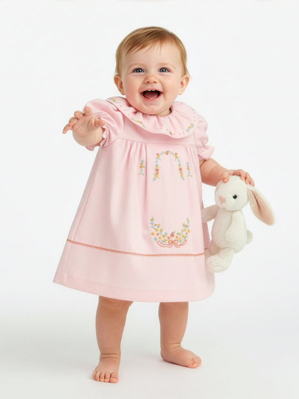 Pumpkin Embroidered Ruffle Dress