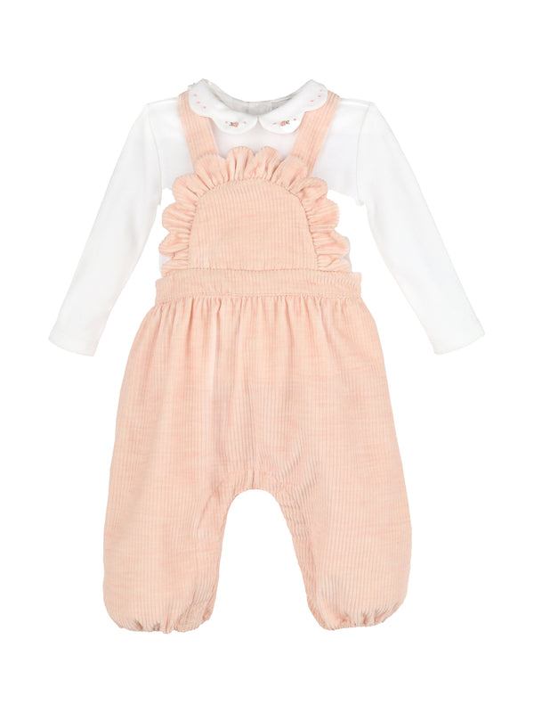 Ruffled Corduroy Overall Set Sets Sophie & Lucas Light Pink 12M