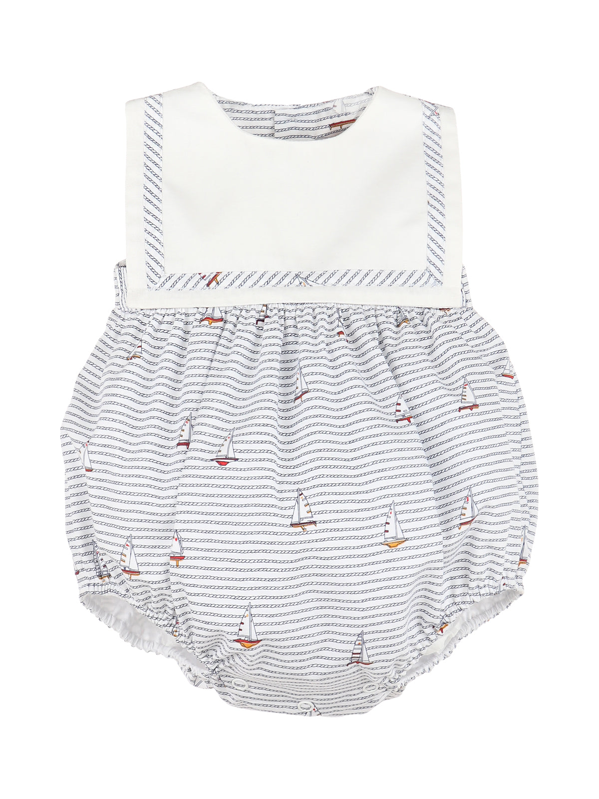 Seersucker Sailor Bubble Rompers Sophie & Lucas Blue Seersucker 6M