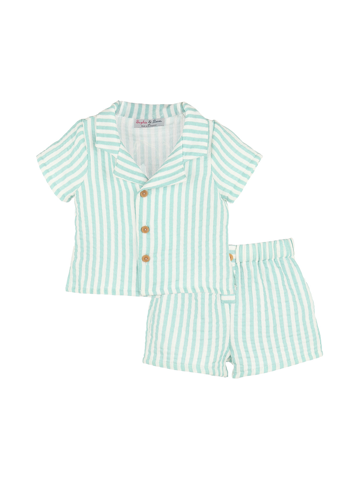 Sullivan Stripe Shorts Set Sets Sophie & Lucas Aqua Sullivan Stripe 12M