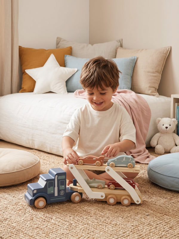 Wooden Car Transporter Vehicles Speedy Monkey