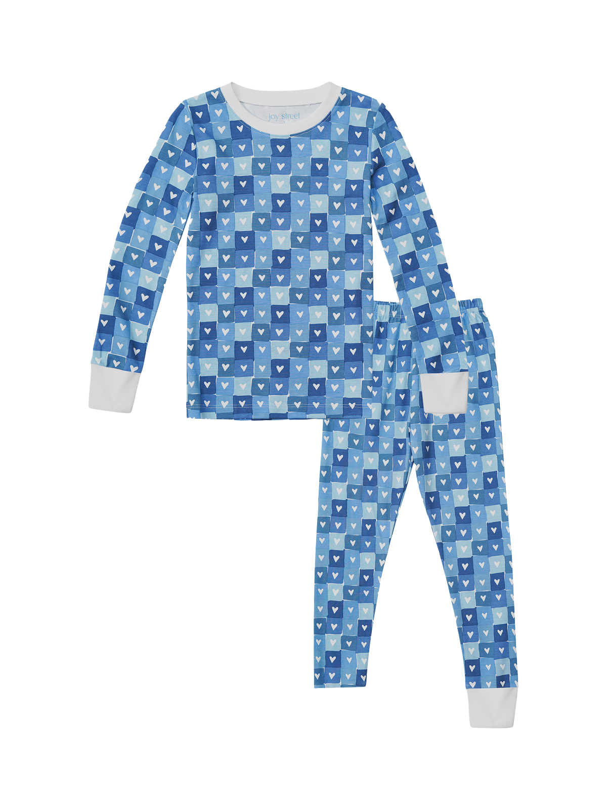 Block Hearts Two Piece Pajama Set - Blue Pajamas Joy Street Kids