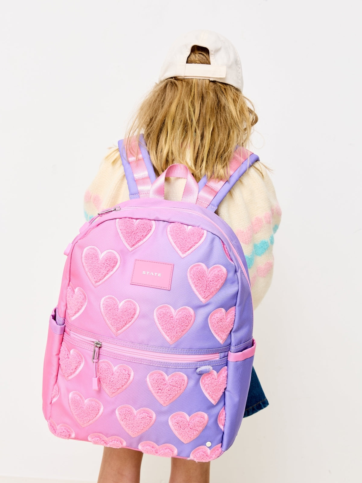 Kane Kids Mini Travel Backpack - Ombre Fuzzy Hearts Bags State Bags