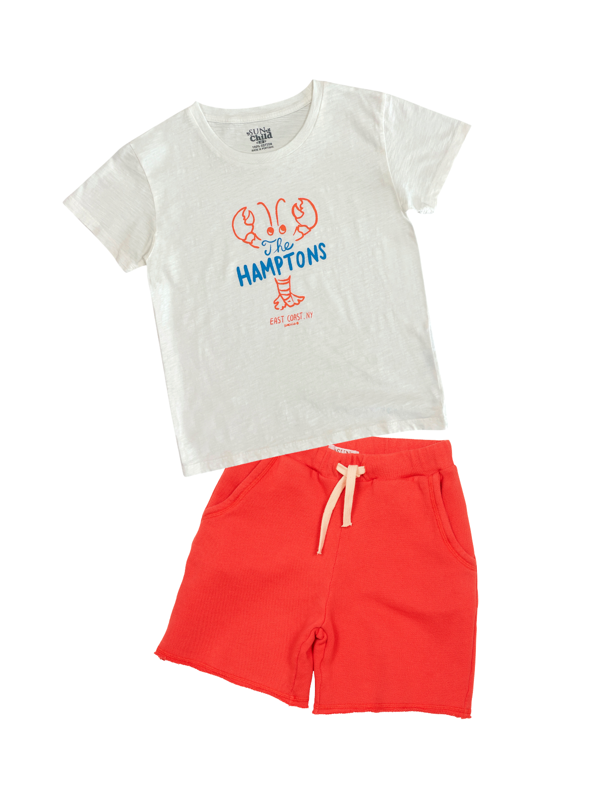 Hamptons Lobster T-Shirt & Shorts Set Sets Sunchild Tangerine 2Y