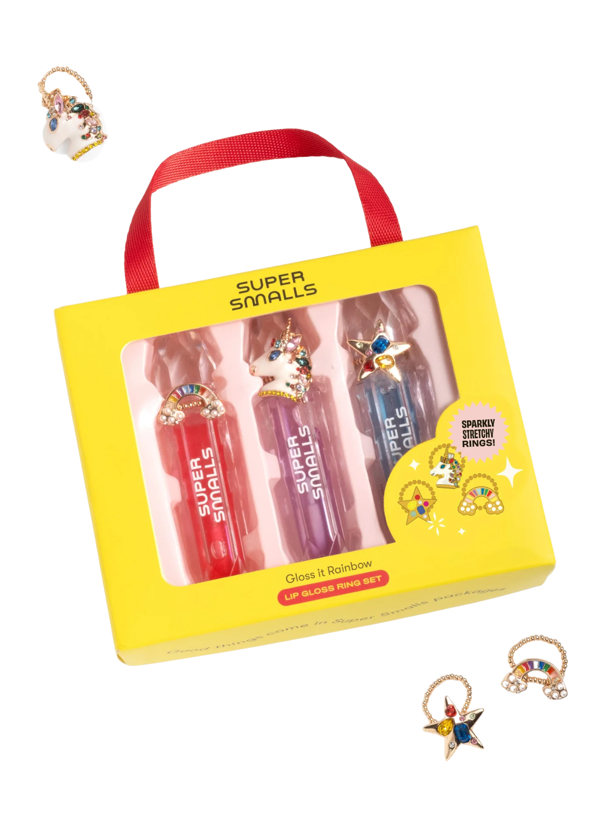 Gloss It Rainbow Lip Gloss Ring Set Pretend Play Super Smalls