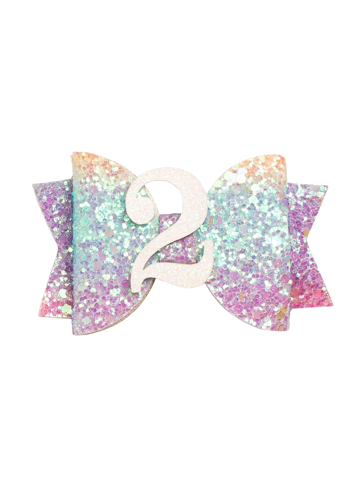 Glitter 2nd Birthday Hair Clip Hair Accessories Sweet Wink Rainbow Sparkle  