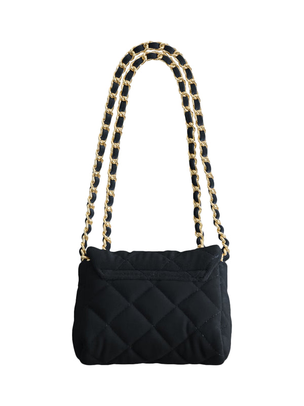 Small Velvet Chain Purse - Black Bags Milledeux   