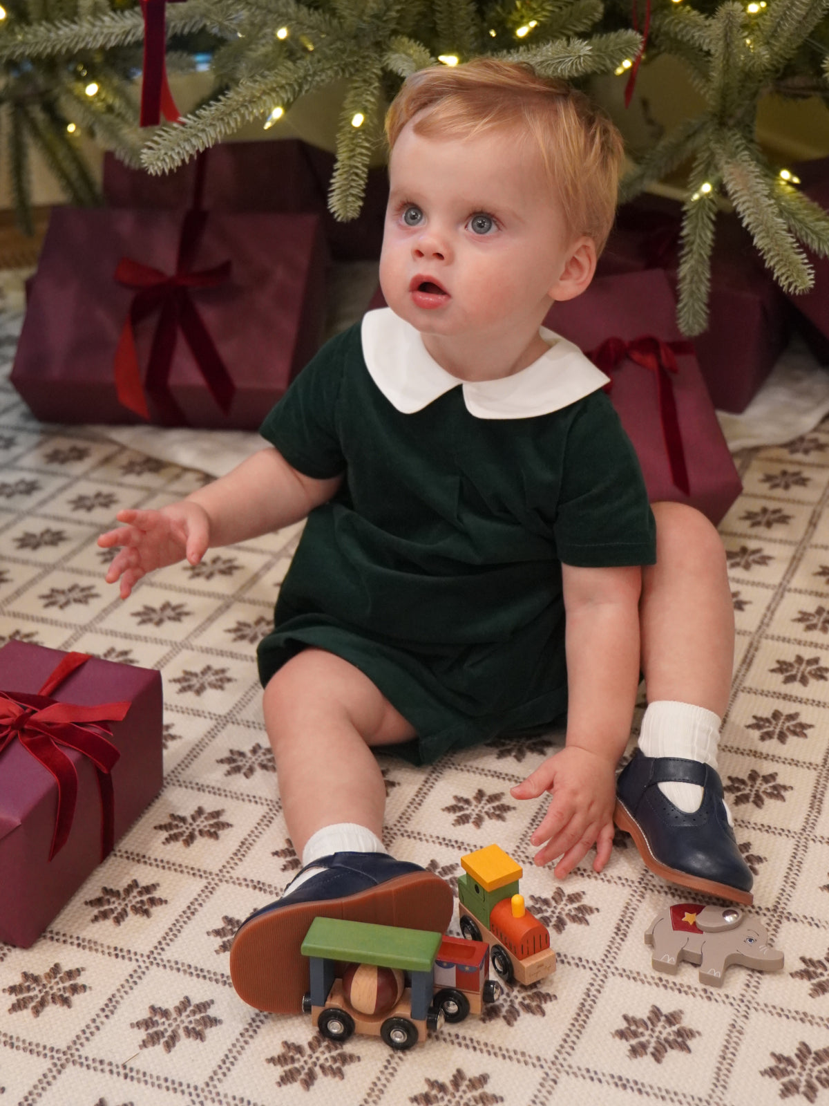Good Tidings Velvet Romper Rompers Sophie & Lucas