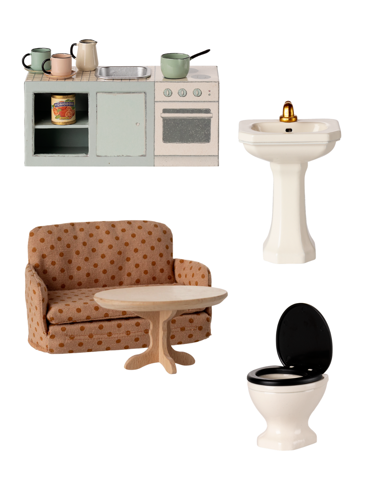 SuitCasa with Furniture and Little Sister and Brother Mice Pretend Play Maileg