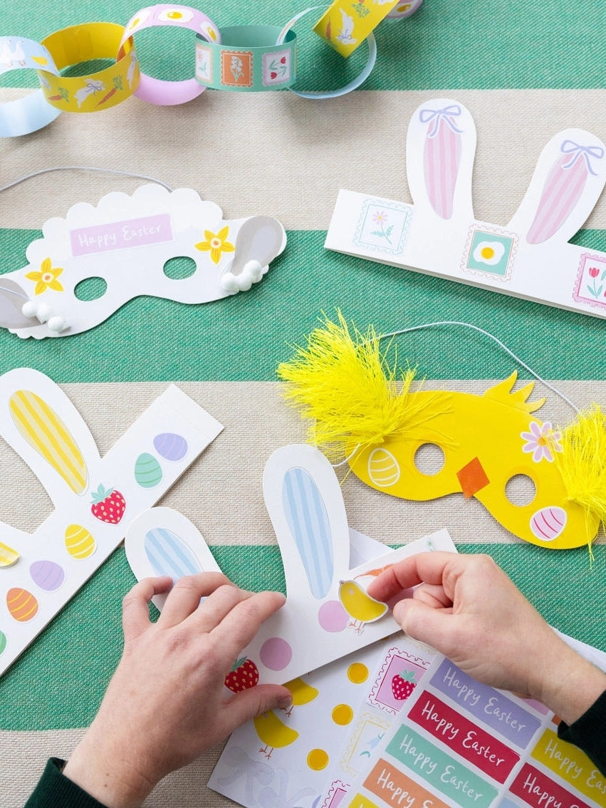 Easter Bunny Masks & Headband Kit 12Pk Arts & Crafts Talking Tables USA