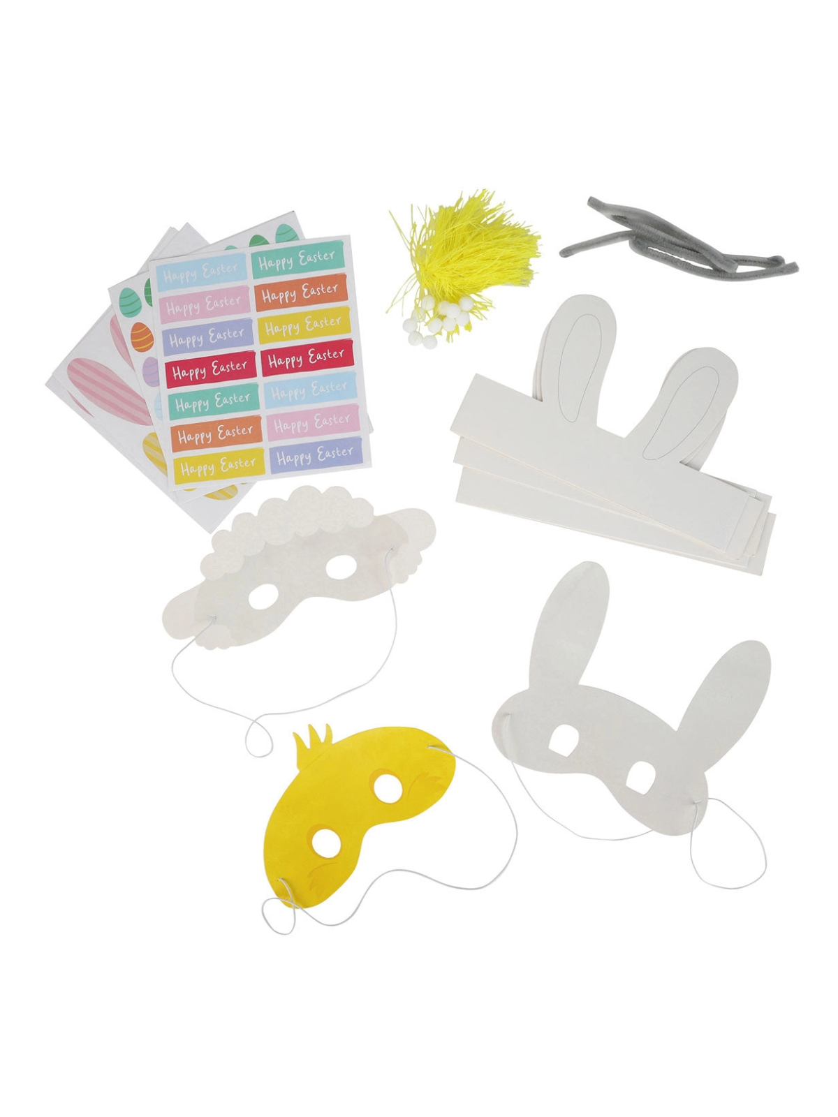 Easter Bunny Masks & Headband Kit 12Pk Arts & Crafts Talking Tables USA