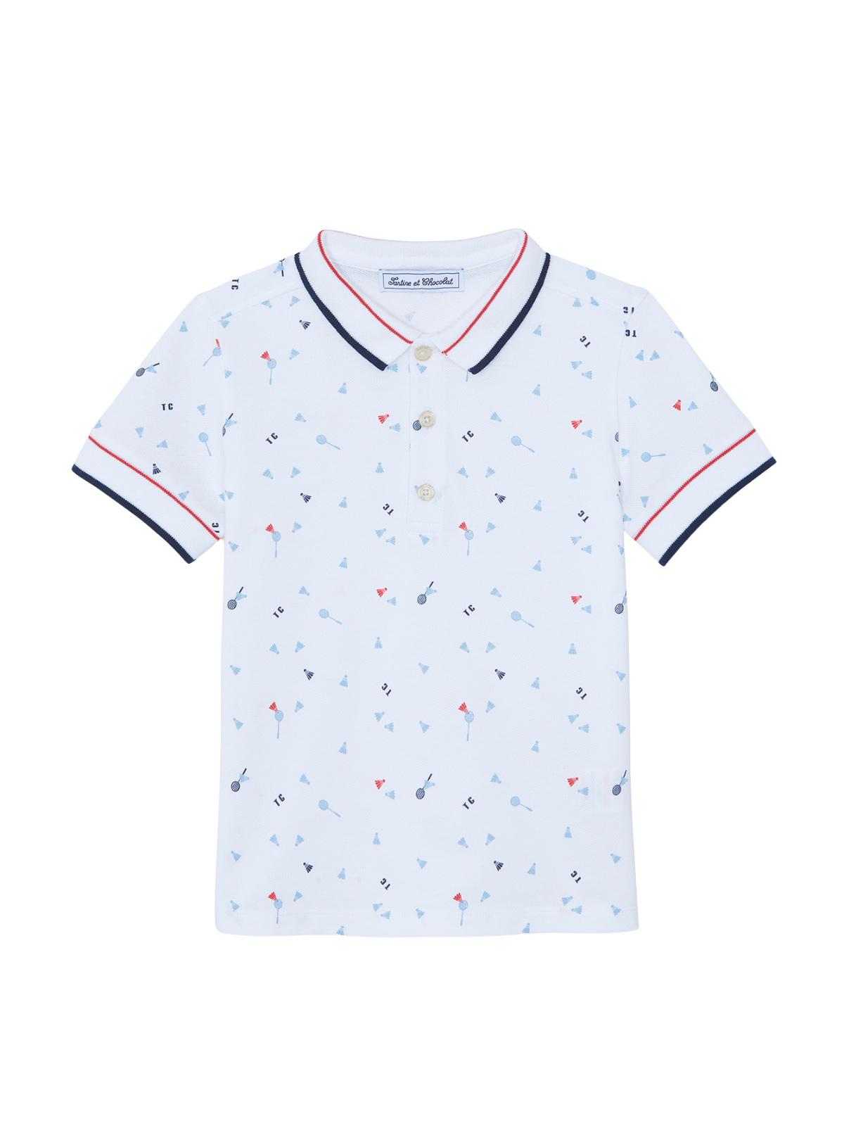 Badminton Club Polo Tops Tartine et Chocolat White 3Y