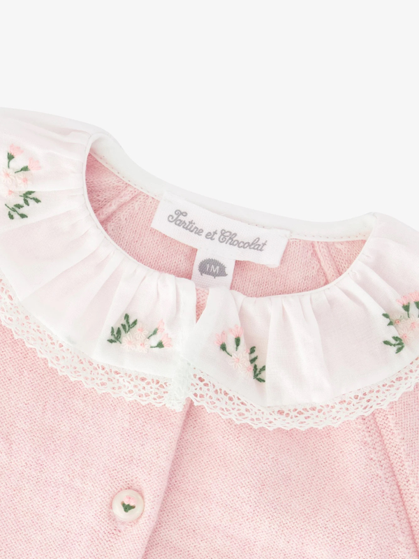 Embroidered Collar Knit Romper Rompers Tartine et Chocolat