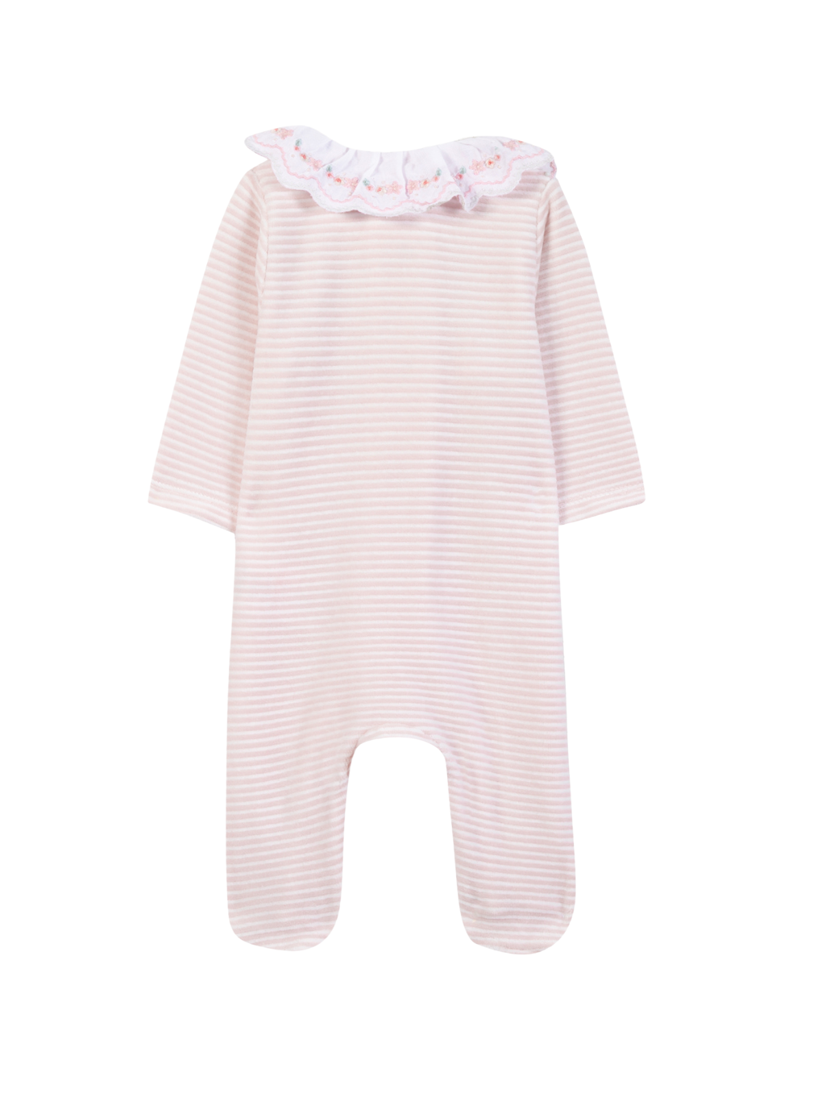 Embroidered Collar Velour Footie Rompers Tartine et Chocolat