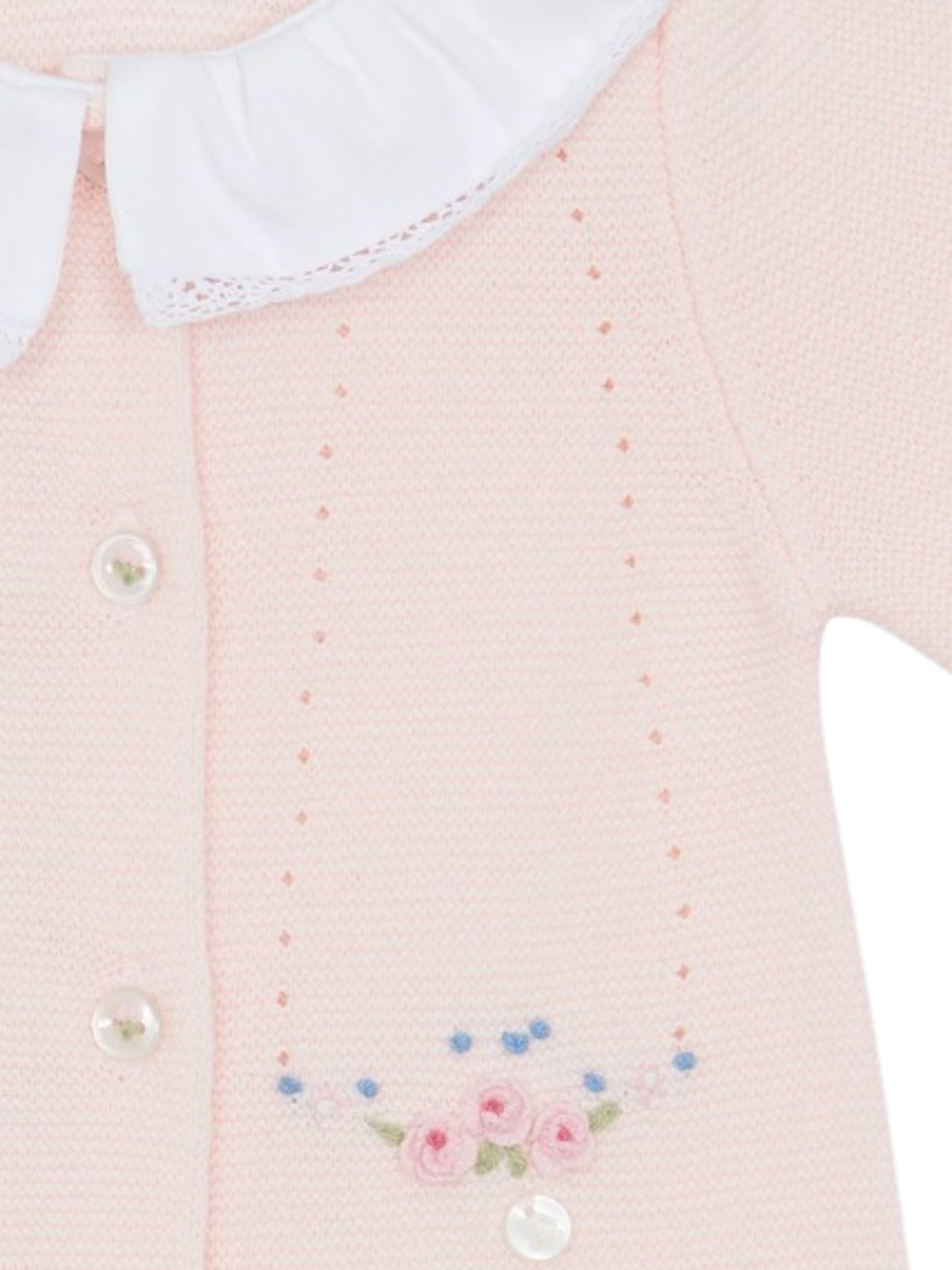 Embroidered Roses Knit Romper Rompers Tartine et Chocolat