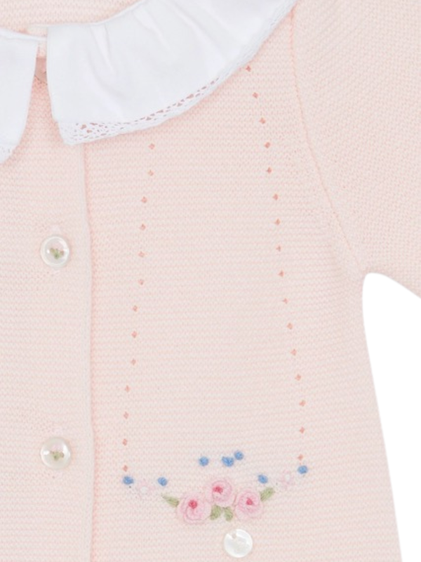 Embroidered Roses Knit Romper