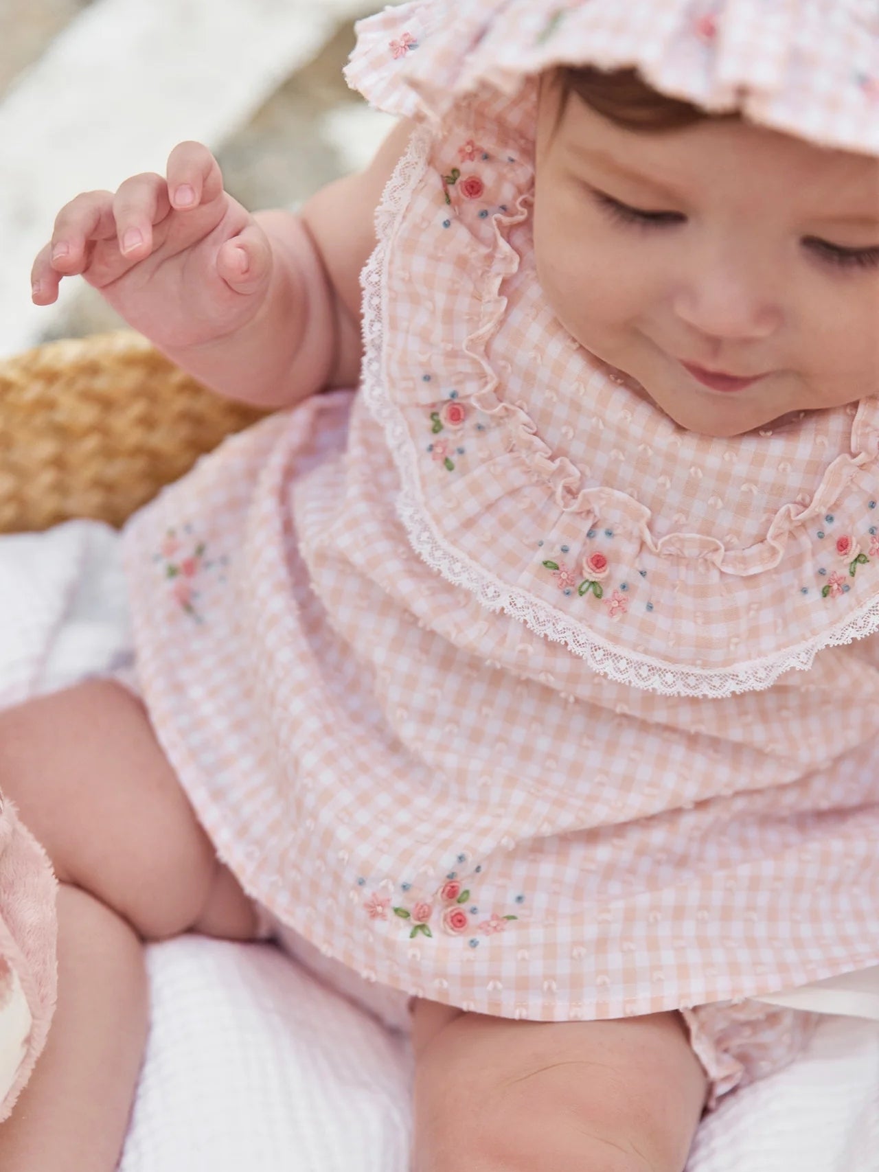 Embroidered Ruffle Gingham Dress Dresses Tartine et Chocolat