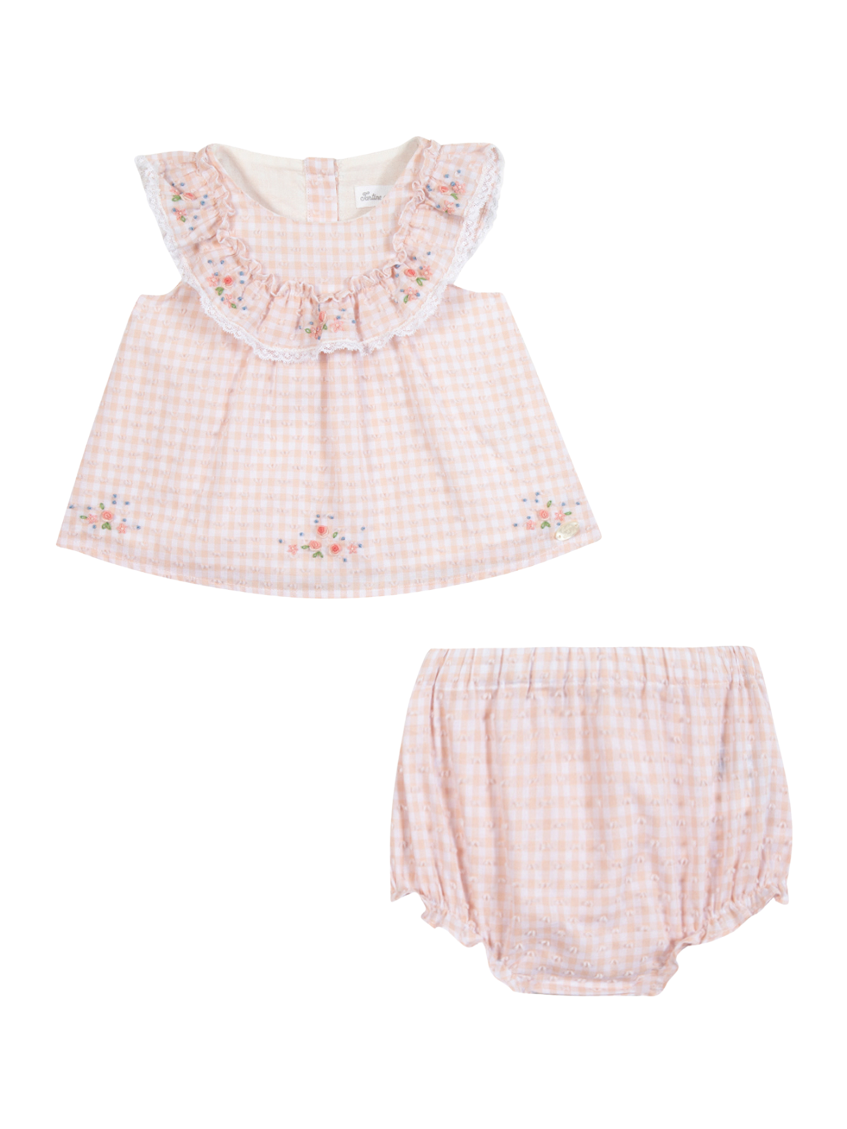Embroidered Ruffle Gingham Dress Dresses Tartine et Chocolat