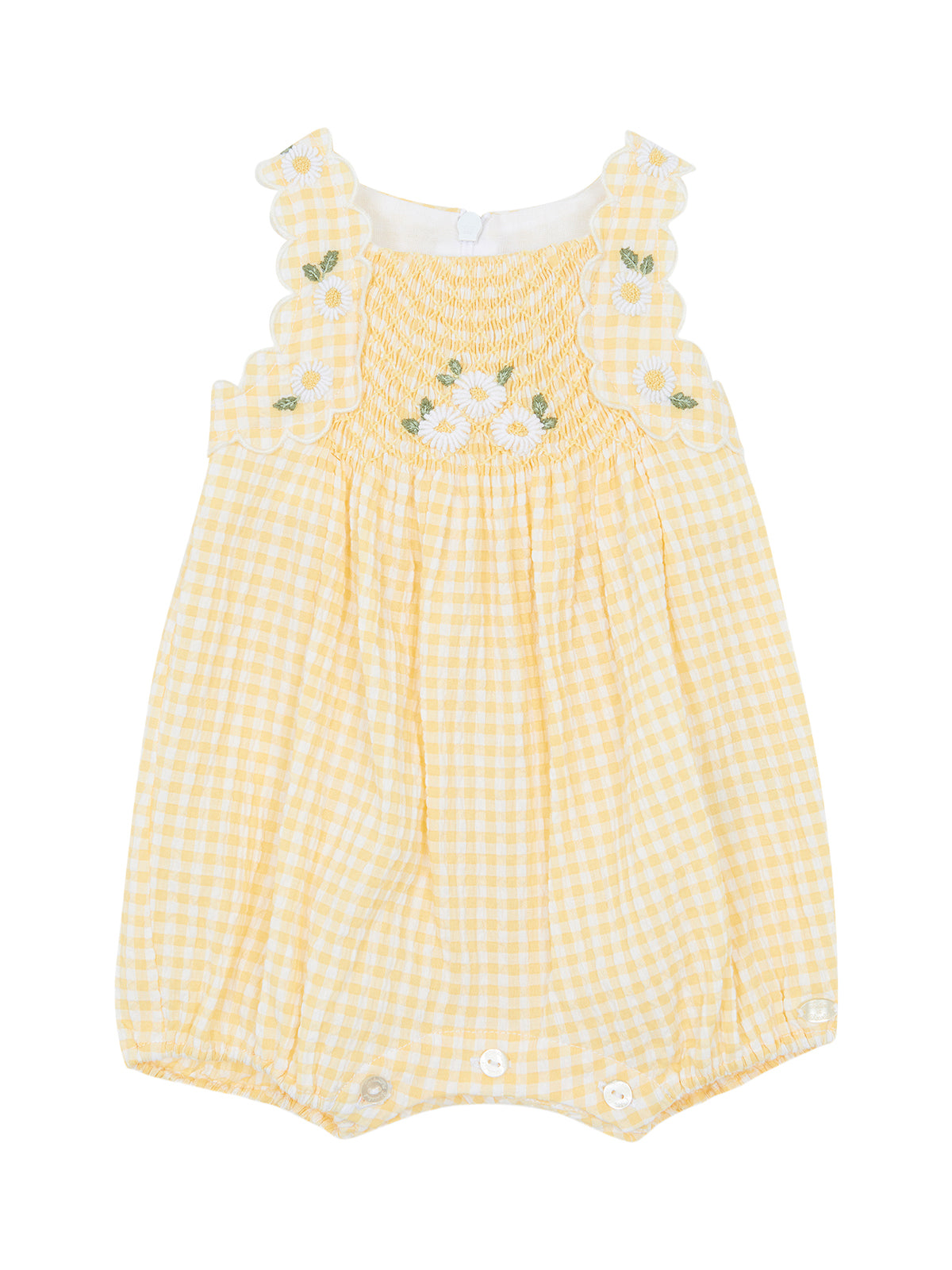 Embroidered Seersucker Romper Rompers Tartine et Chocolat Yellow 6M