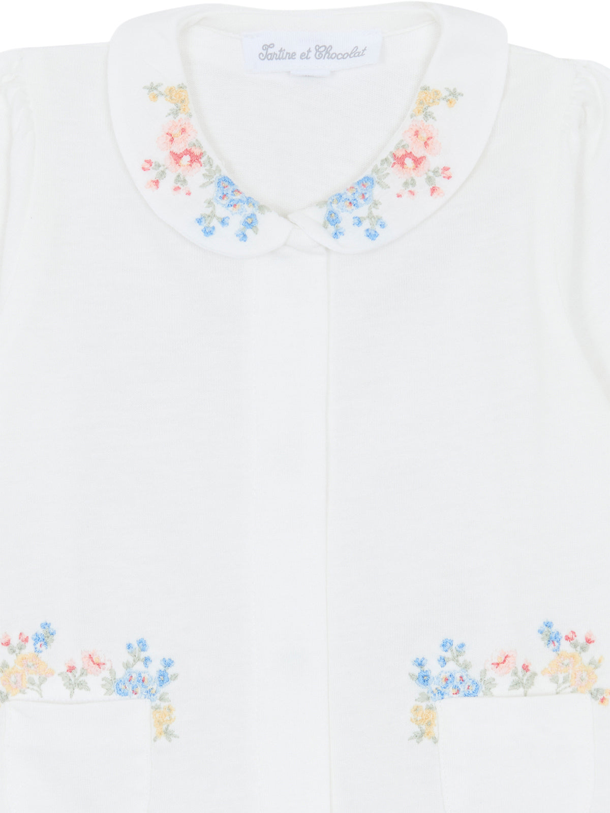 Embroidered Spring Floral Footie Rompers Tartine et Chocolat