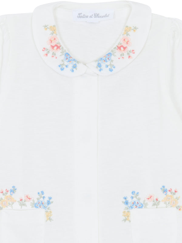 Embroidered Spring Floral Footie Rompers Tartine et Chocolat