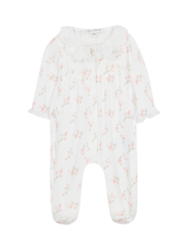 Floral Pointelle Romper Rompers Tartine et Chocolat White 3M 