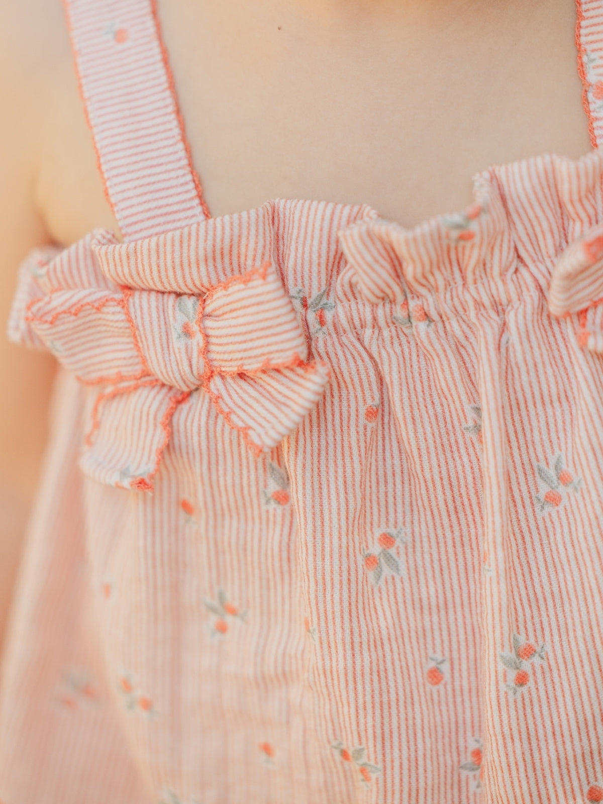 Orange Set with Bows Rompers Tartine et Chocolat