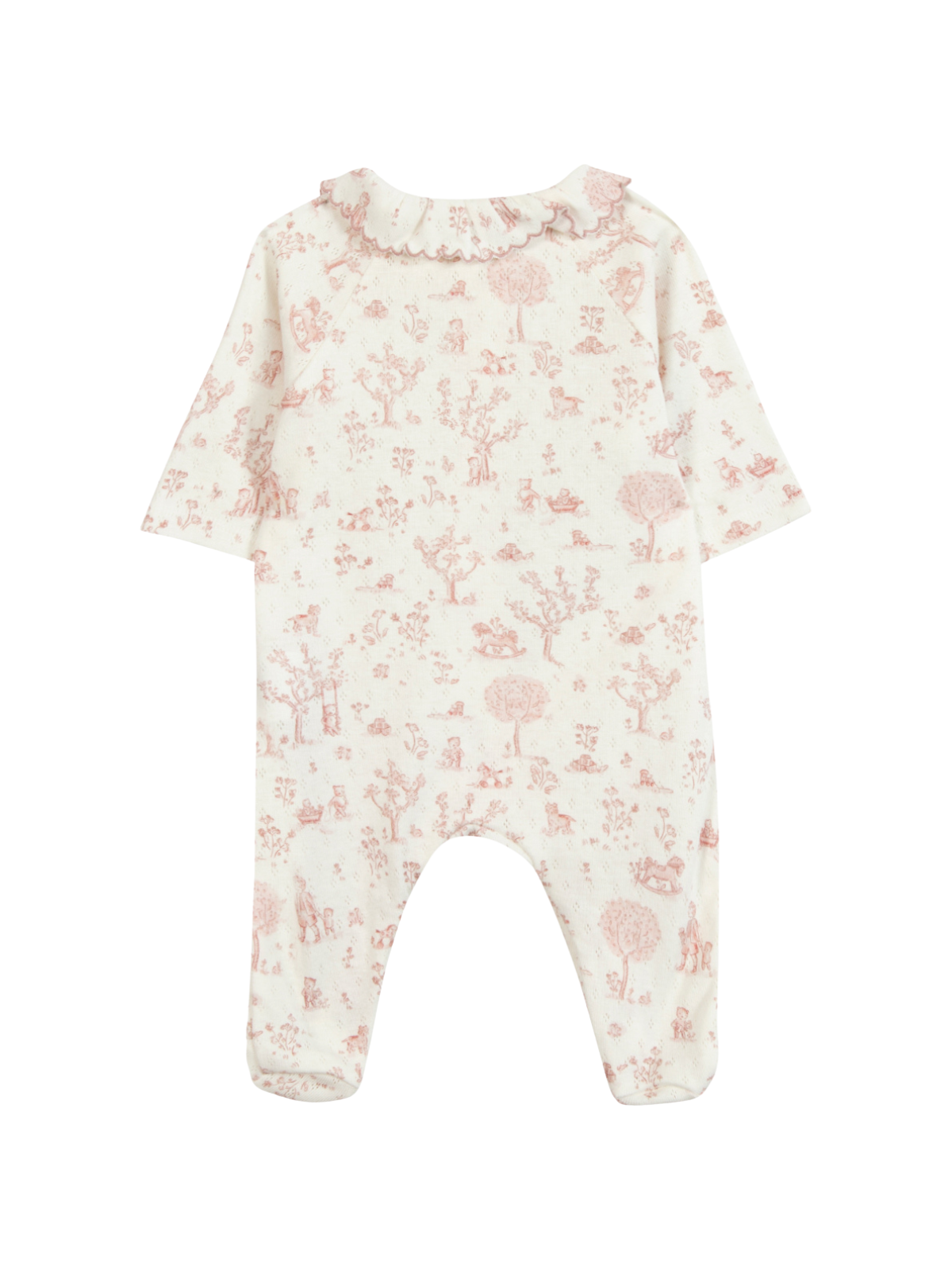 Pink Toile Ruffle Collar Footie Rompers Tartine et Chocolat