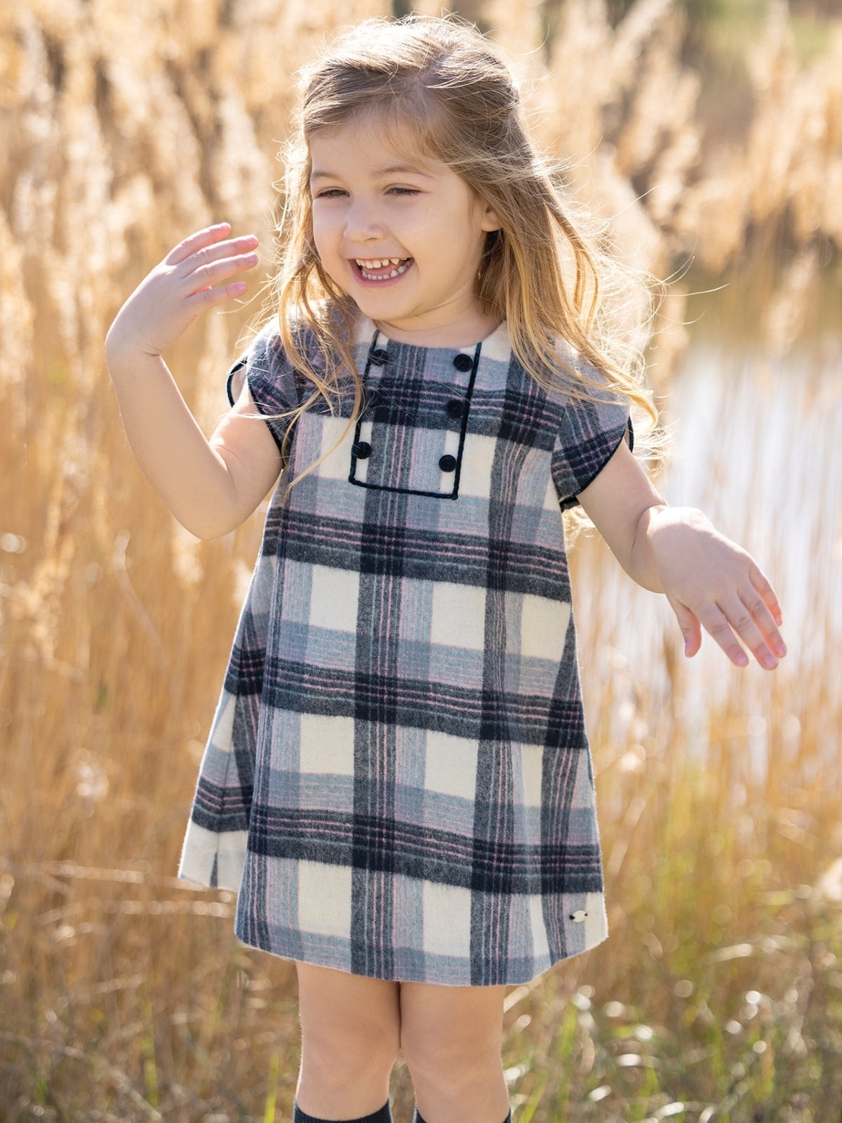 Plaid Button-Front Dress Dresses Tartine et Chocolat   