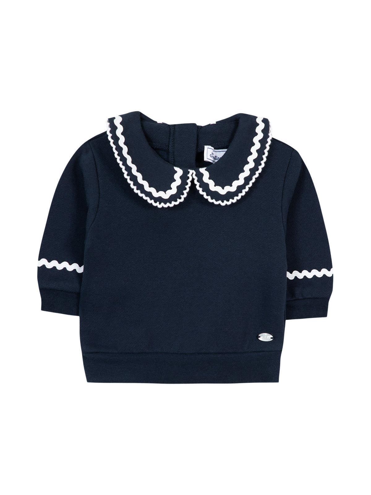 Ric Rac Trim Sweatshirt Sweatshirts Tartine et Chocolat Navy 1Y 