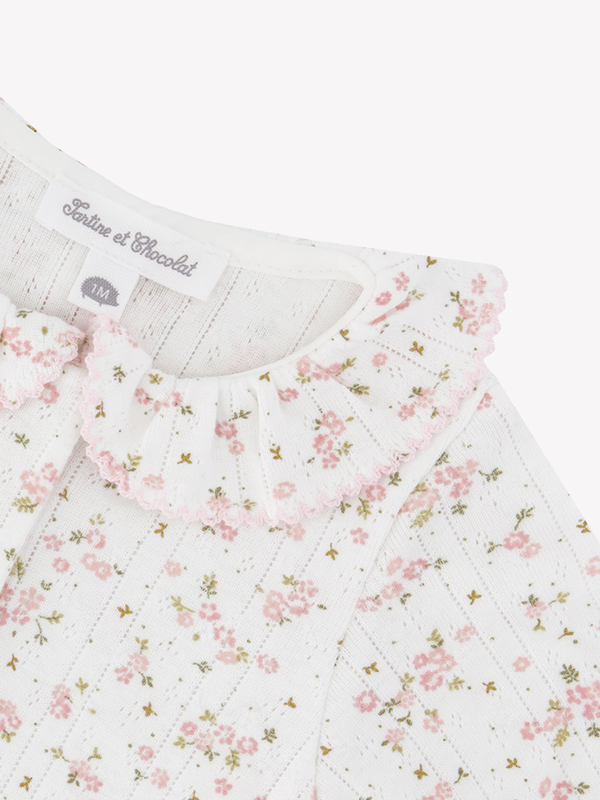 Tiny Blossom Pointelle Ruffle Footie Rompers Tartine et Chocolat