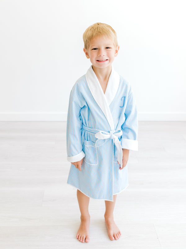 Blue Gingham Bathrobe Pajamas Terry Tots
