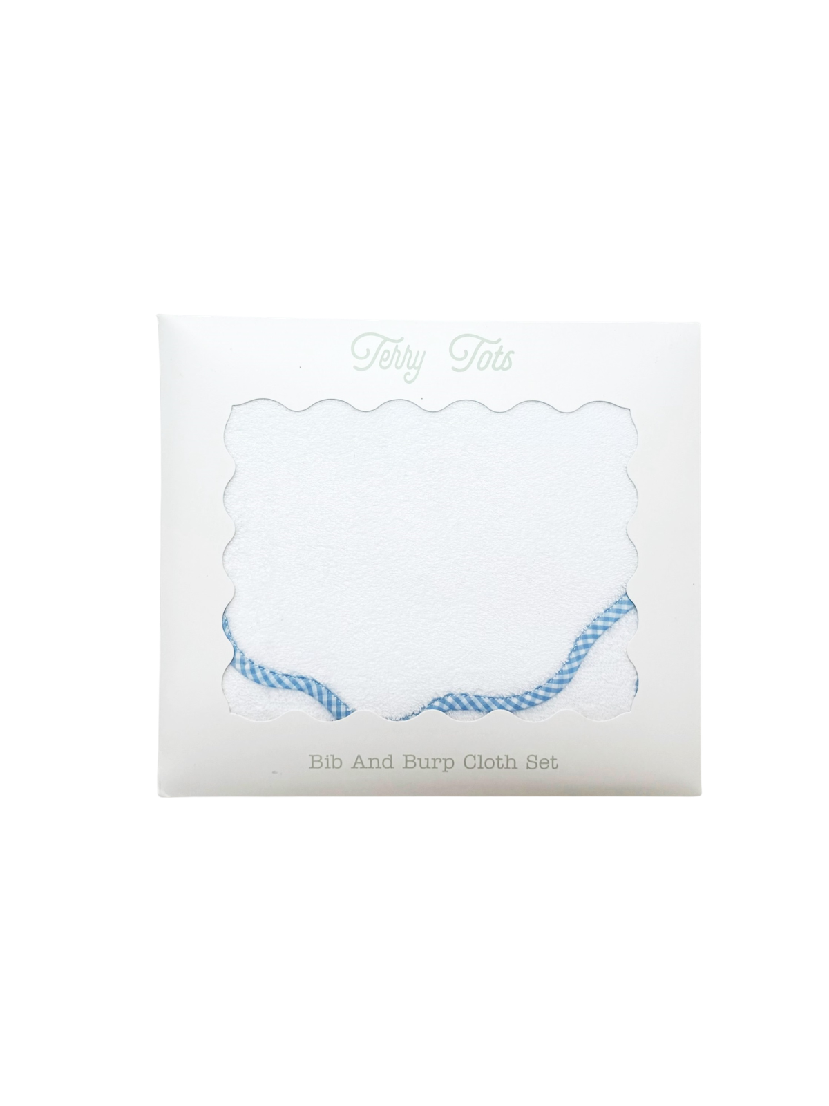 Blue Gingham Scalloped Bib & Burp Set Baby Accessories Terry Tots