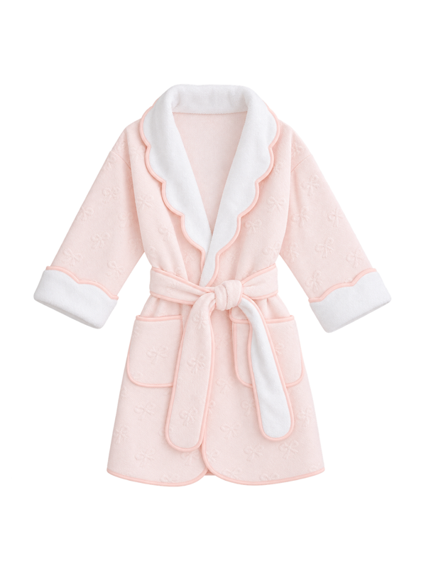 Jacquard Bows Bathrobe Pajamas Terry Tots