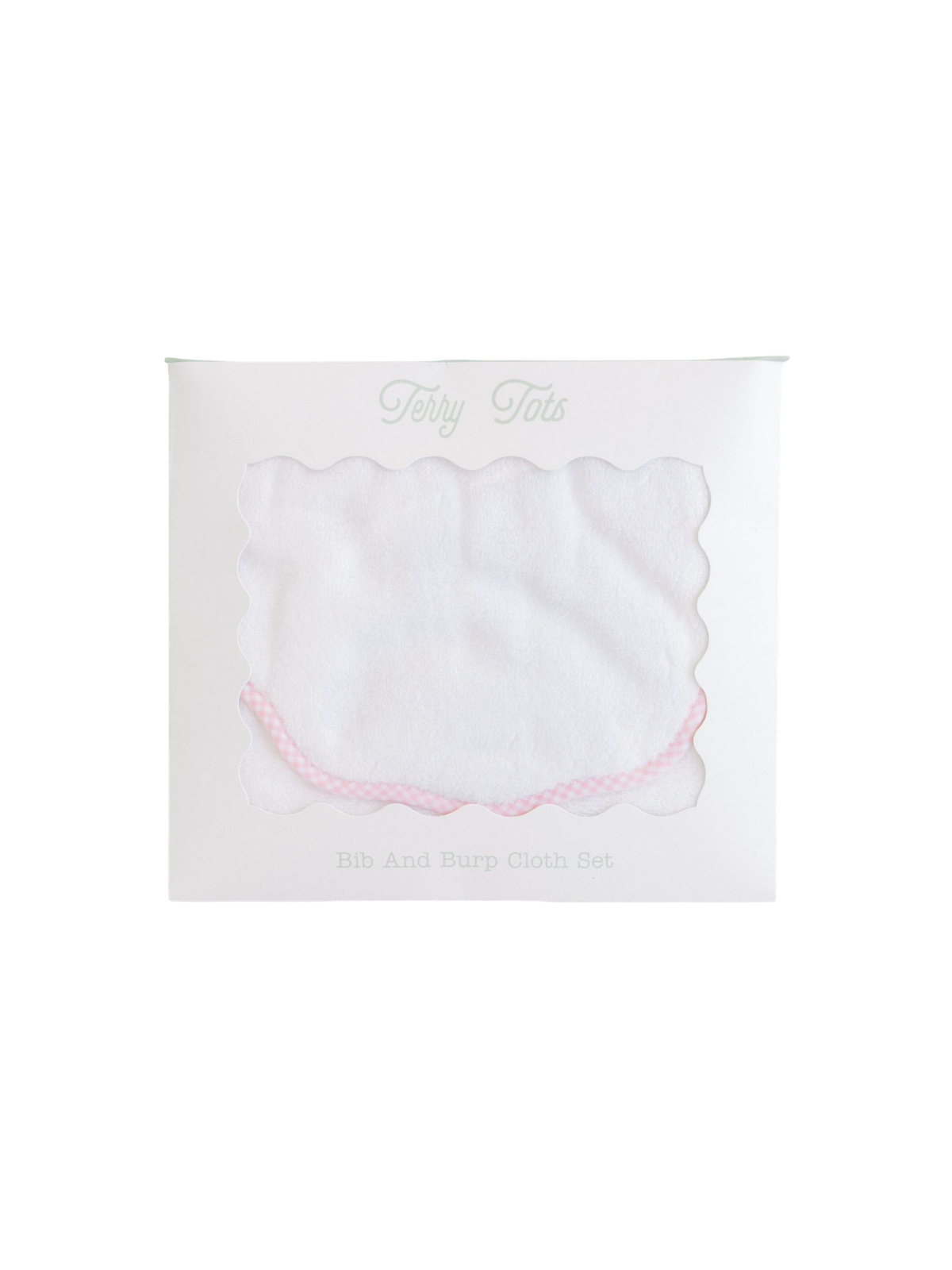 Pink Gingham Scalloped Bib & Burp Set Baby Accessories Terry Tots