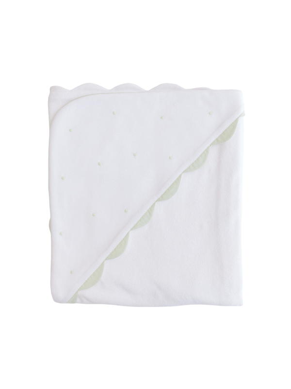 Sage Embroidered Dots Hooded Towel Baby Accessories Terry Tots