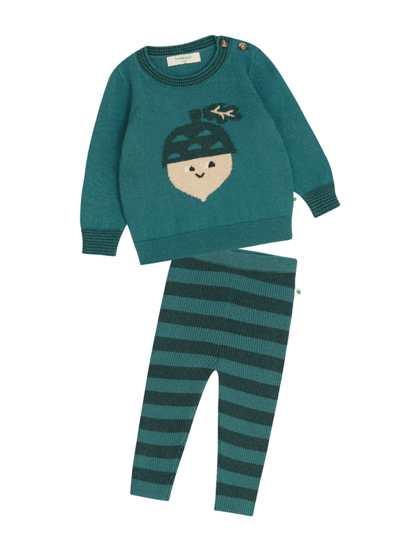 Acorn Knit Set Sets The Bonniemob Forest Green 6-12M 