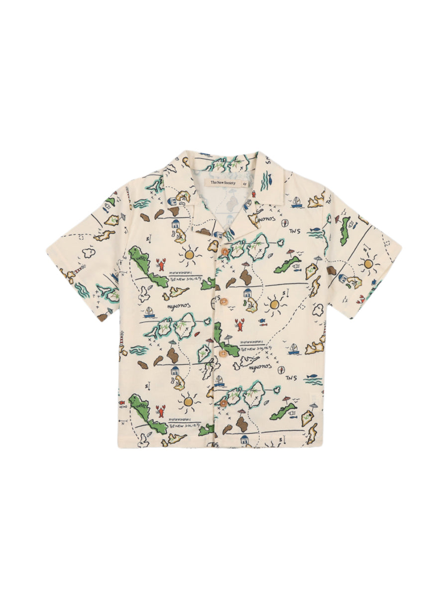 Arkoi Map Print Shirt Tops The New Society Ivory 2Y