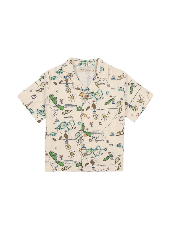 Arkoi Map Print Shirt Tops The New Society Ivory 2Y