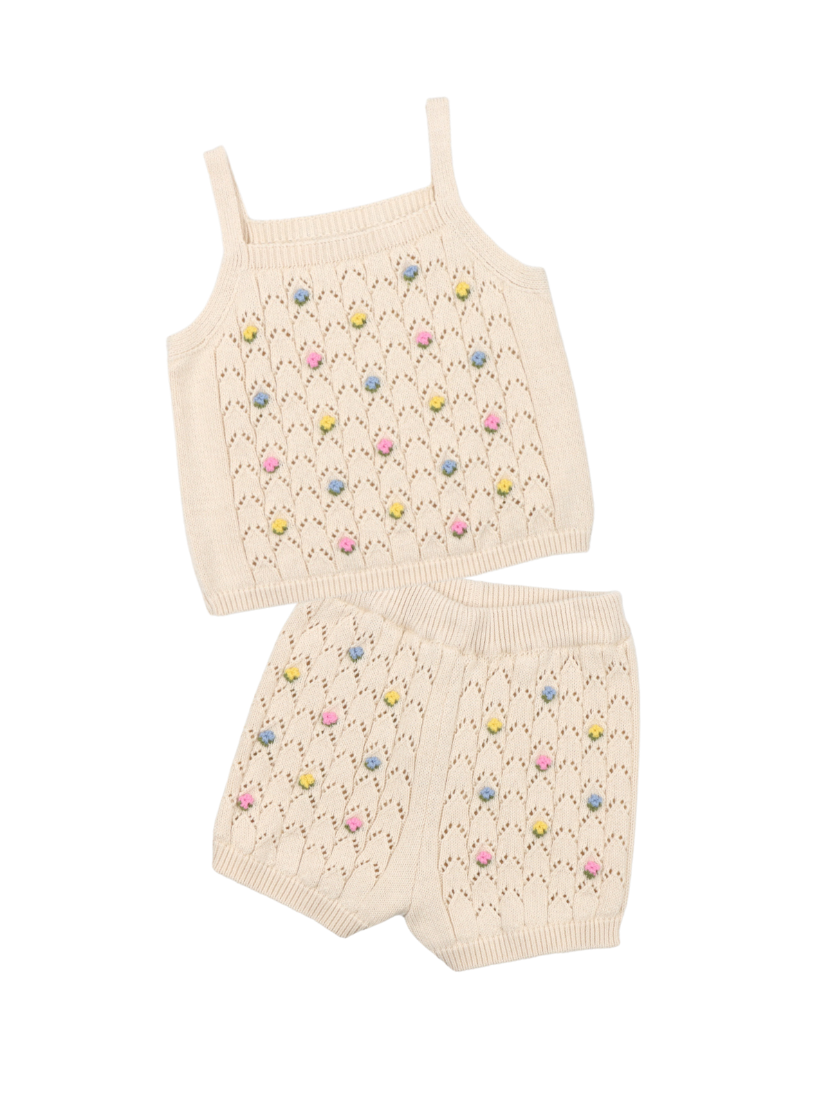 Canea Floral Embroidered Knit Set Sets The New Society Macadamia 2Y