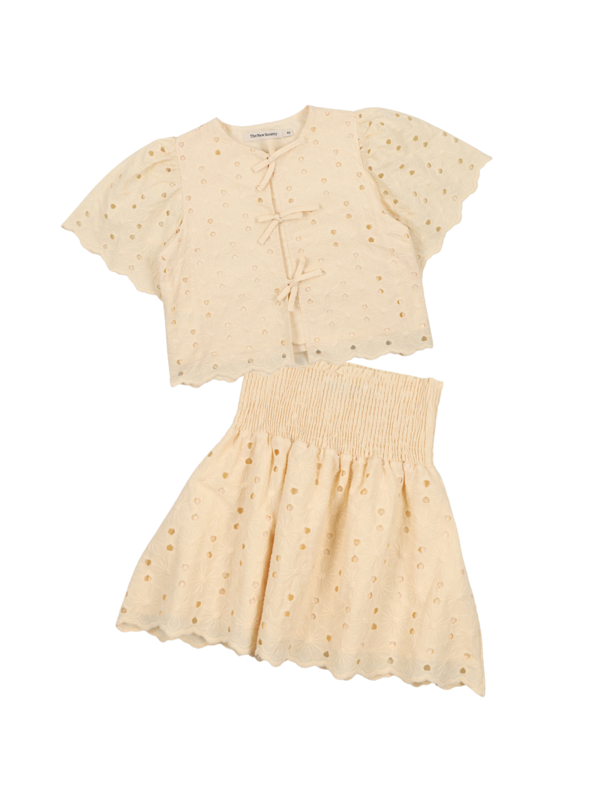 Creta Eyelet Skirt Set Sets The New Society Macadamia 3Y