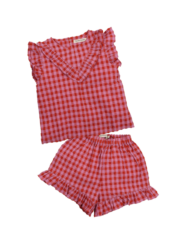 Iris Gingham Ruffle Set Sets The New Society Hibiscus 2Y